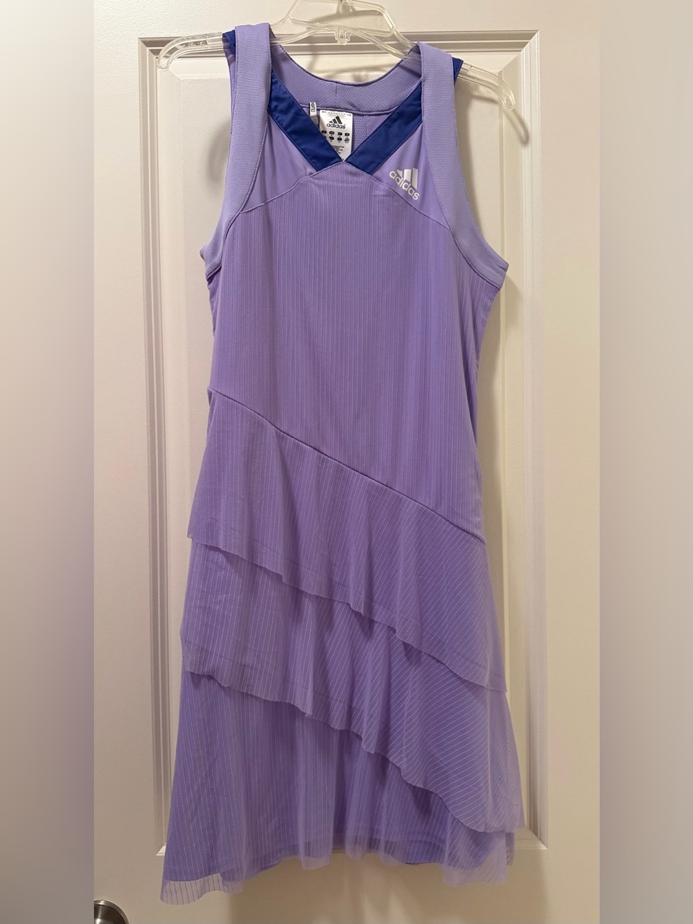 adidas Lavender Tiered Sleeveless Tennis Dress with Dark Lilac Accents